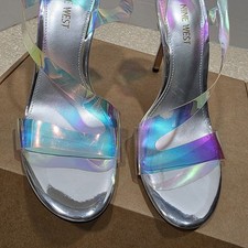 Nine West Ilene Slingback Heels iridescent translucent Women's Size 8.5 NWOB