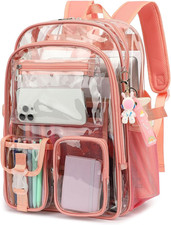 Clear Backpack Heavy Duty Transparent Backpacks Stadium Approved Pink