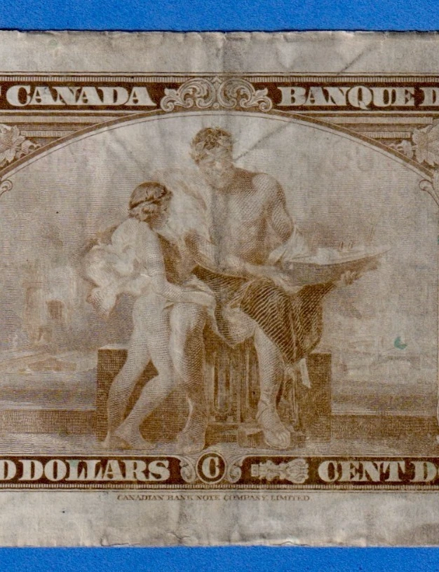 Canada $100 1937 BC-27c / P-64c Circulated  Note B/J 4482706  Sir John MacDonald - Image 4 of 4