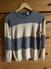 Childrens Place Boys Striped Sweater 100 Cotton Size 10/12 Large Gray Tan