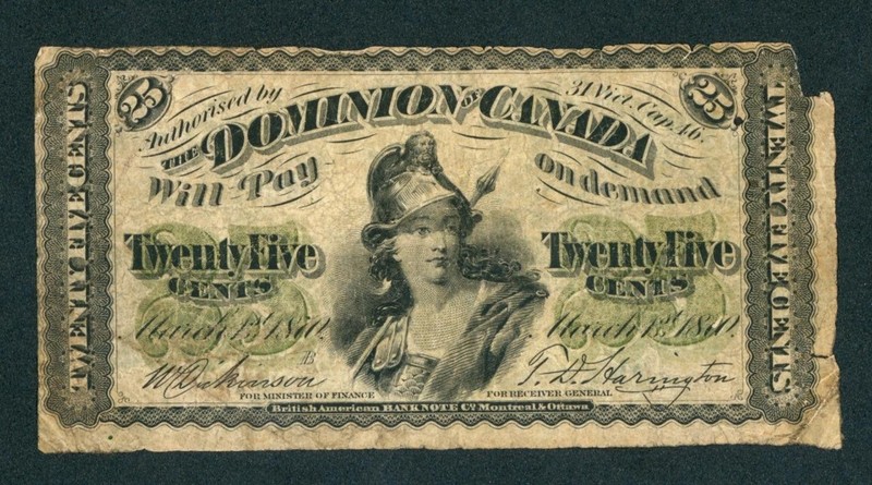 1870 25 cents Dominion of Canada ** PAPER CURRENCY AUCTIONS