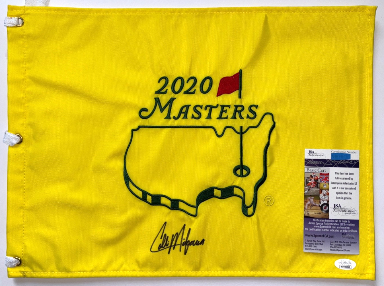 COLLIN MORIKAWA SIGNED 1ST 2020 MASTERS FLAG AUGUSTA PGA OPEN 2026 JSA WITNESS b 
