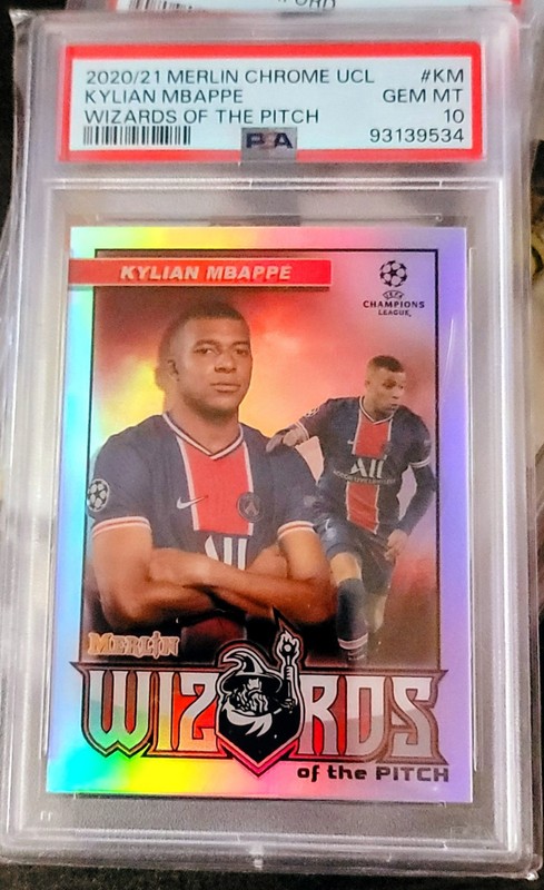 PSA 10 Kylian Mbappe 2020 Topps Merlin Chrome Wizards of The Pitch REFRACTOR 