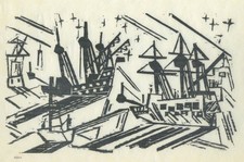 Lyonel Feininger - Schiffe und Sterne - Holzschnitt 1919