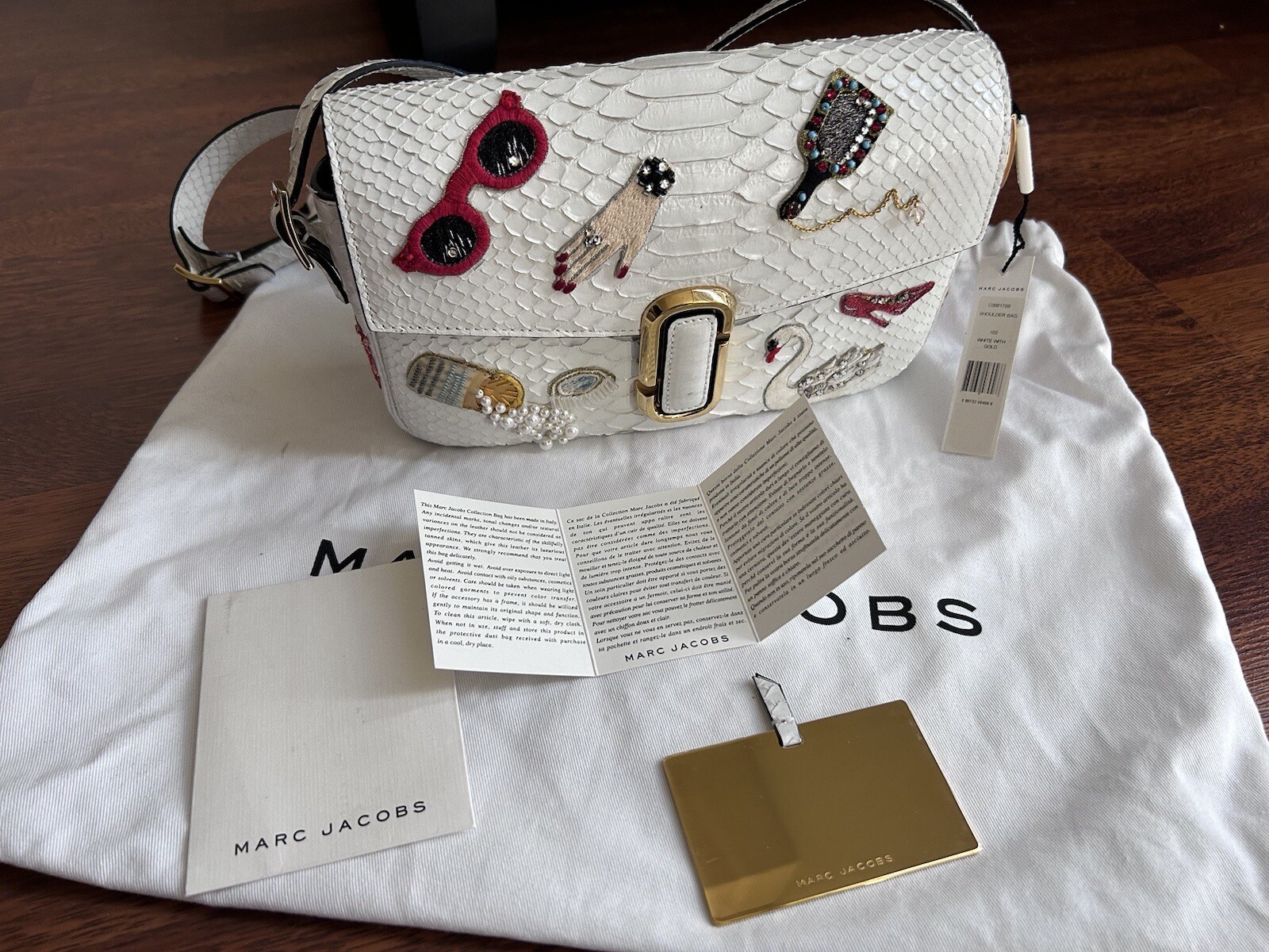 THE MARC JACOBS Embroidered Python Shoulder Handb… - image 1