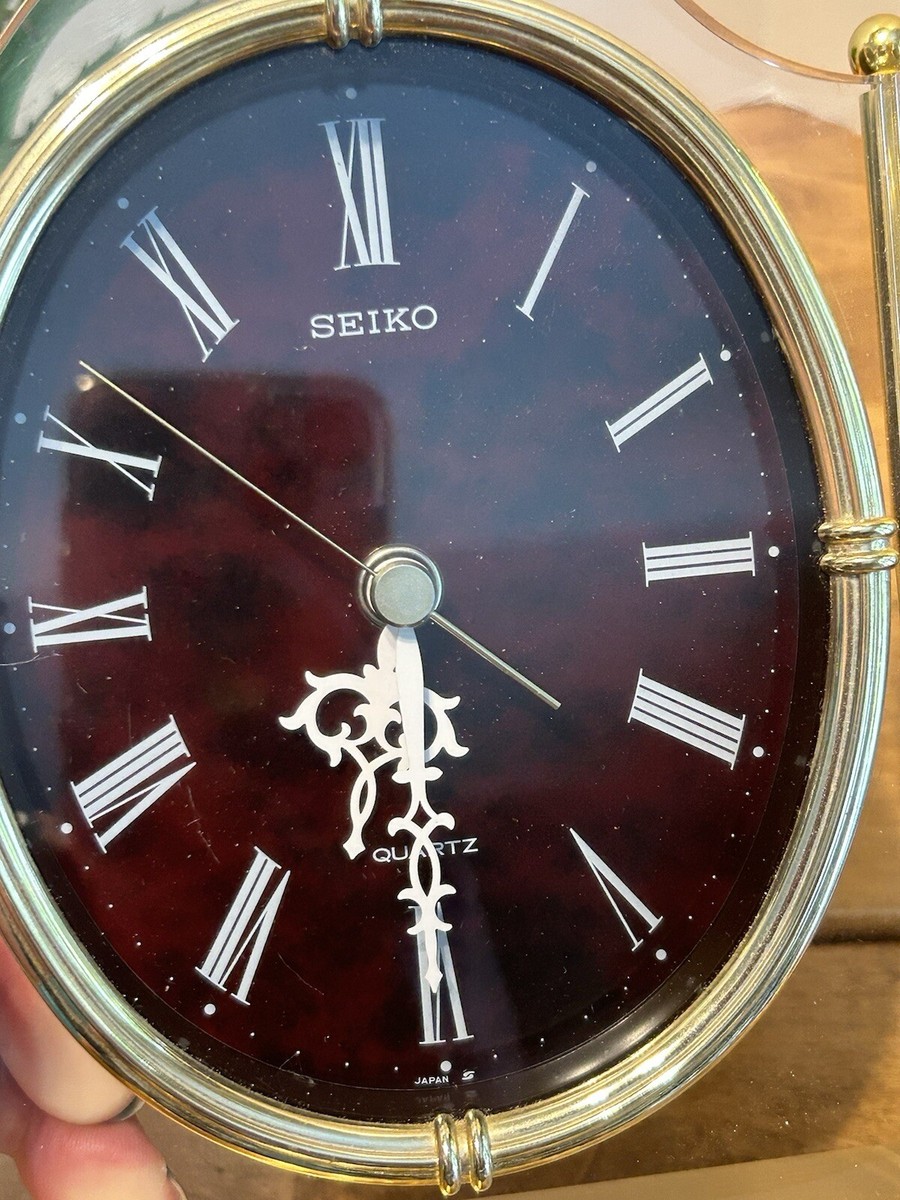 アンティーク　置き時計　SEIKO QUARTZ CLOCK SEIKO Quartz Mantle Clock MODEL QQZ103G Gold Tone Made In