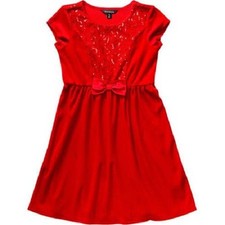 George Girls' Sequin Velour Holiday Dress Classic Red Size S 6/6X NWT