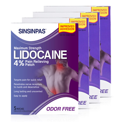 4 PK, SINSINPAS Powerful Lidocaine 4%, Maximum Strength, Quickly Numb Pain Away,