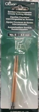 CLOVER #3636 TAKUMI BAMBOO INTERCHANGEABLE CIRCULAR KNITTING NEEDLES -NO.6