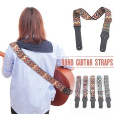 Adjustable Boho Embroidered Guitar Strap Vintage Woven Bass Electric Guitars
