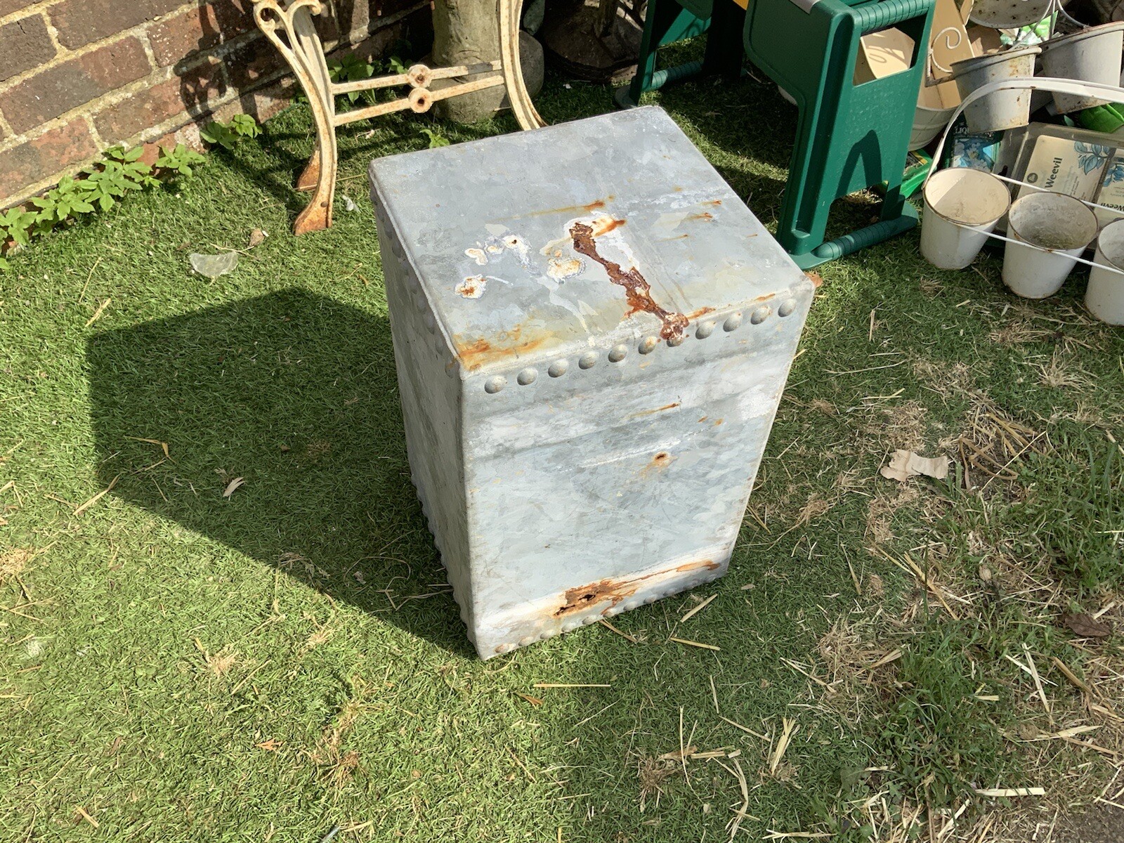 Vintage Galvanised Riveted Small Water Tank eBay
