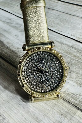 GOLD BLING Victoria Wieck Beverly Hills B9475 Leather Quartz  display picture 3