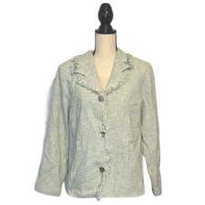 Nwt Boyne Valley Weavers Women's Green White Tweed Lined Jacket Size Large