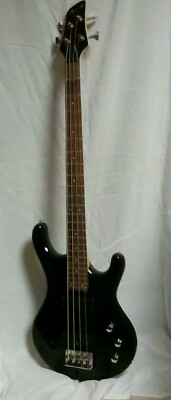 CARAYA BLACK 4 STRING ELECTRIC BASS GUITAR  2 PICKUPS, -NEW W/CASE!