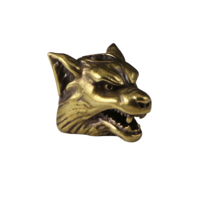 Brass Wolf Head Shape Paracord Bead Lanyard Bead Knife Beads Bracelet Bead 1PC