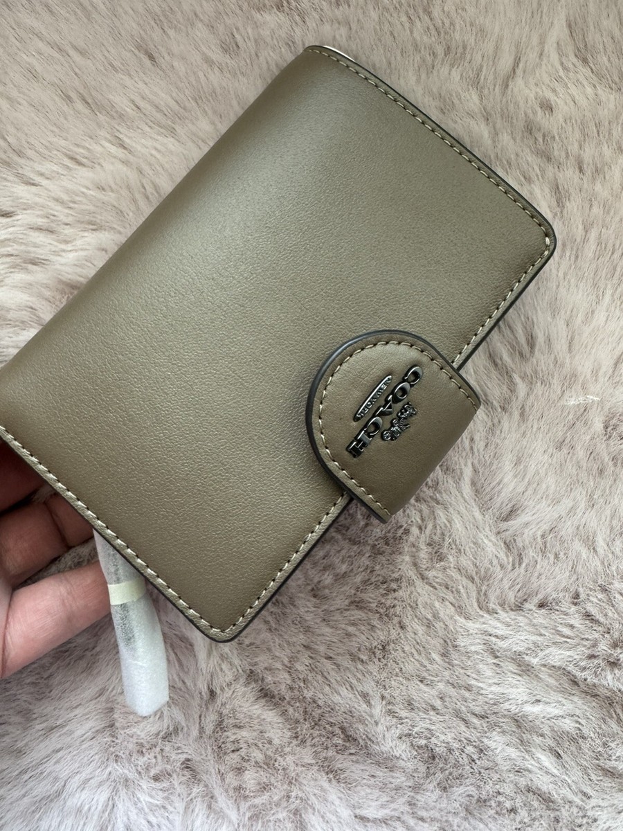 NWT Coach Medium Corner Zip Wallet CR791 Dark Stone | eBay