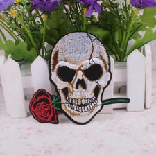 Embroidered Skull Rose Iron on Patches Clothes Accessorie Fashion 033 