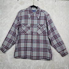 Vintage 60s Pendleton Board Shirt Mens Medium USA Made Loop Collar Plaid Outdoor