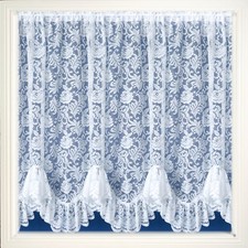 Austrian Flounce Kew Victorian Floral Scalloped Lace Net Curtain Sold Per Metre