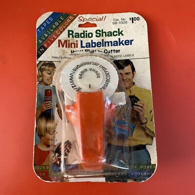Dymo Radio Shack MINI LABEL MAKER  #68-1020 USA Vintage Orange W/box