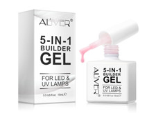 2xAliver 5-en-1 Gel de Construcción de Uñas Gel Base de Construcción Gel de Fortalecimiento 2 Pack UV/LED Rosa