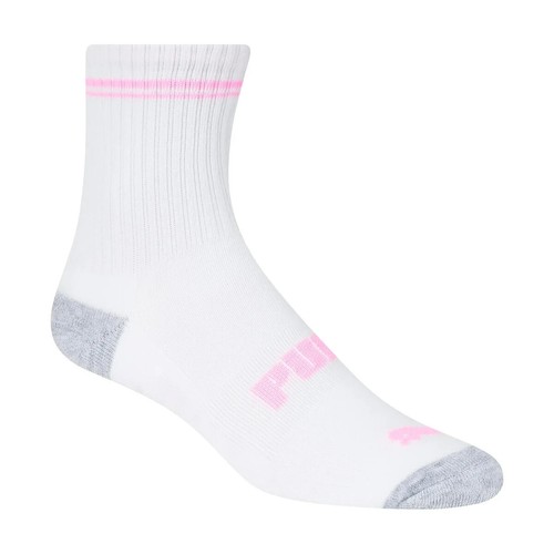 PUMA Girls' Kids' Low Crew Socks, 20-pair - PINK/WHITE (Select Size: M, L) - Picture 3 of 7