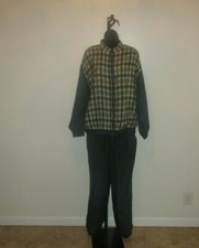 Vintage Out Brook Women 100 Silk Large Zip Up Track Suit Jogging Suit