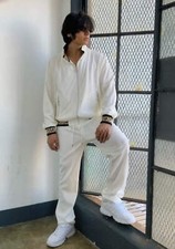 Men's Manzini Off White  Black  Gold Mesh Casual Tracksuit Outfits Sets NWT