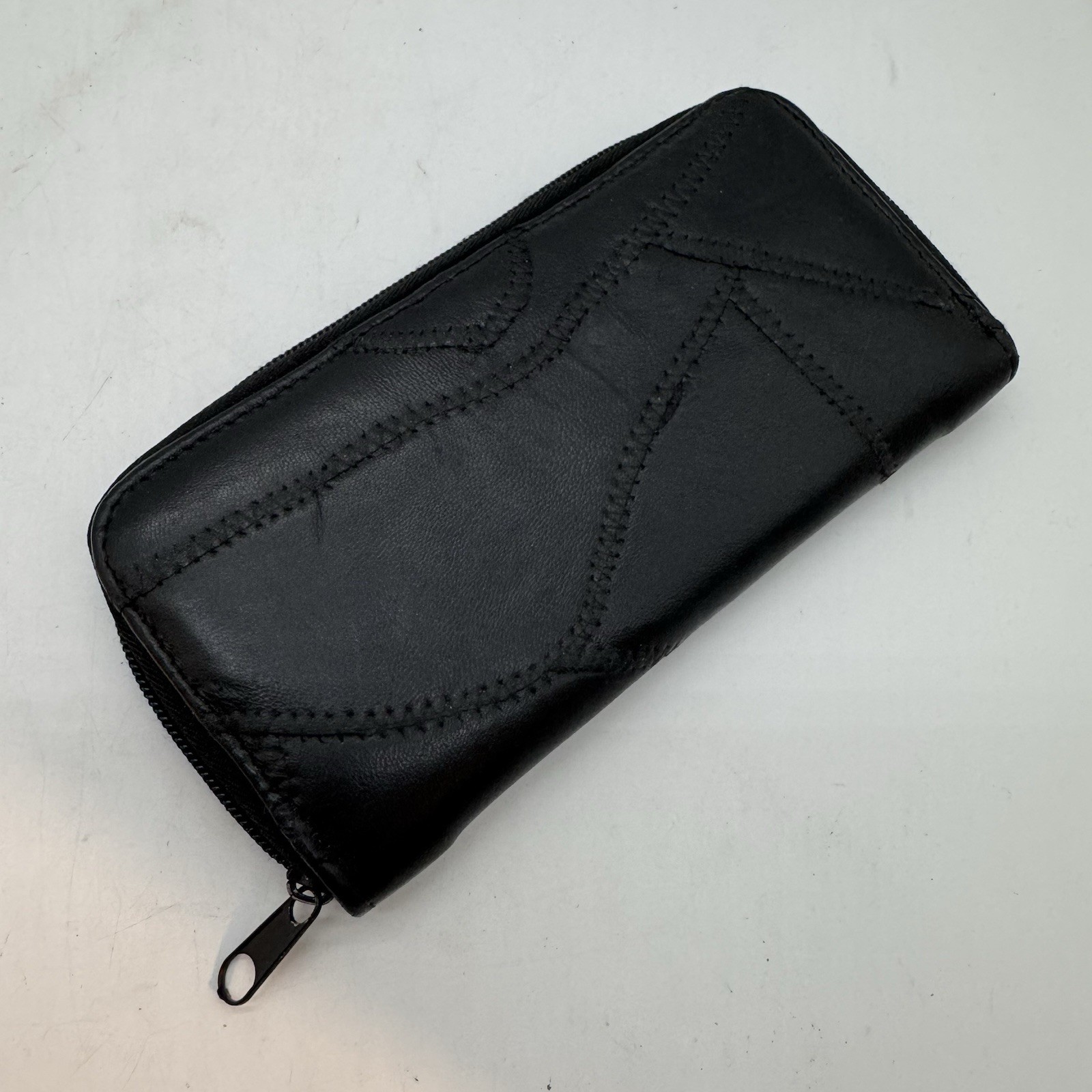 Black Patchwork Soft Leather Zip Around Wallet Cr… - image 3