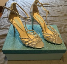 Blue by Betsey Johnson Ruby silver rhinestone heels