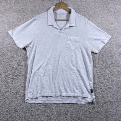 Todd Snyder Polo Shirt Mens XL White Slub Cotton Pocket Short Sleeve Casual