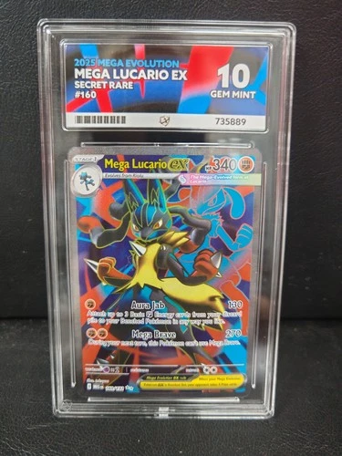 2025 Mega Evolutions Mega Lucario Ex secret rare #160 Ace 10 gem mint