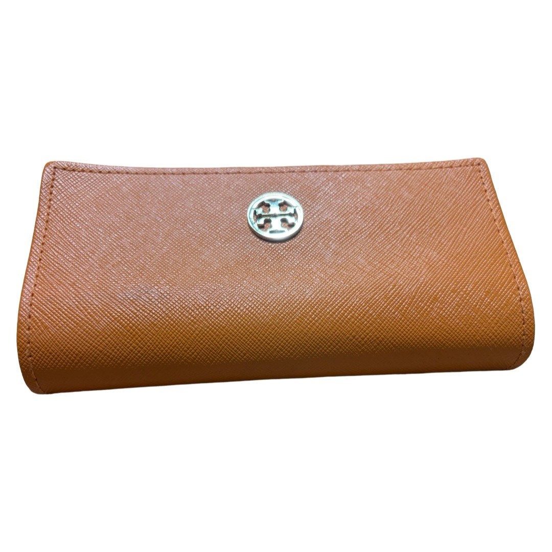 Tory Burch Orange Saffiano Leather Foldover Sunglasses Case 