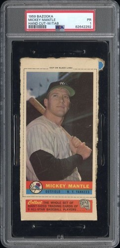 Mickey Mantle 1959 Bazooka Hand Cut card