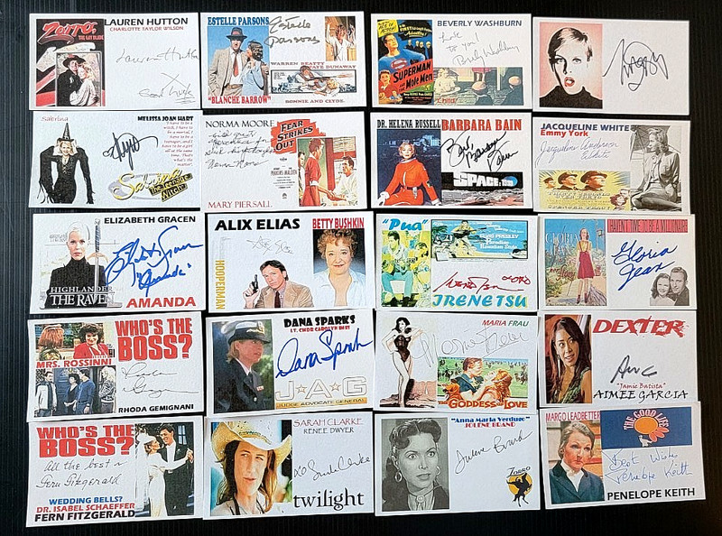FREE SHIPPING 20 AUTOGRAPHED CELEBS MOVIES/TV RELATED 3X5 INCH INDEX CARDS LOT E