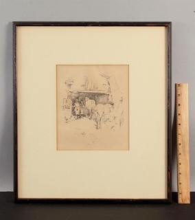 Antique JAMES ABBOTT MCNEILL WHISTLER Blacksmith Horse Lithograph SMITHS YARD