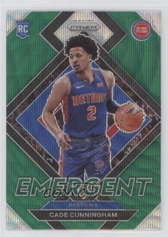 2021-22 Panini Prizm Emergent Green Wave Prizm Cade Cunningham #22 4f5