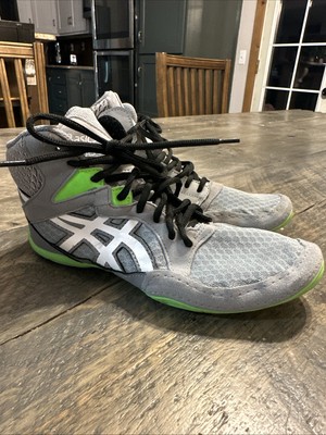 ASICS Youth Snapdown Wrestling shoes Size Gray/Lime GREEN