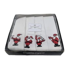 Precidio Set of 4 Cocktail Napkins - Santa Christmas Making & Drinking Martini