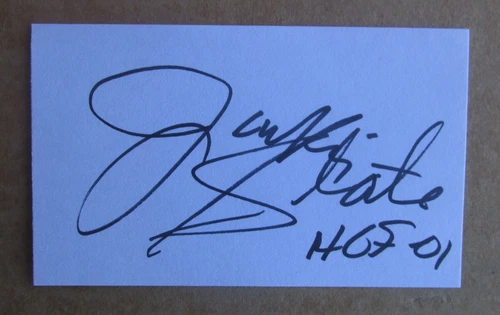 JACKIE SLATER SIGNED AUTOGRAPH 3X5 INDEX CARD NFL FOOTBALL HALL OF FAME RAMS