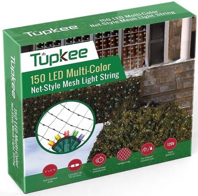 Tupkee Christmas Light Net   150 LED Multi-Color Mesh Lights - 4 ft x 6 ft  ...