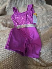 Girls Cat  Jack Moon And Star Dance Gymnastics Leotard Purple Size Med 7/8