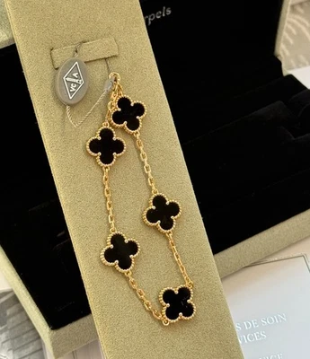 Van Cleef & Arpels Vintage Alhambra 5 Motif Black Bracelet  - Image 1 of 4