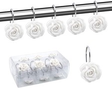 Shower Curtain Hooks, Home Decorative Rustproof Shower Curtain Hooks Resin Rose