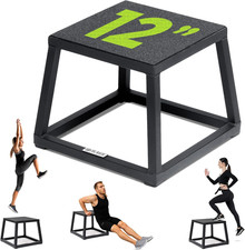 12-18-24" Steel Plyo Box, Anti-Slip Pre-Assembled Plyometric Jump Box Home Gym