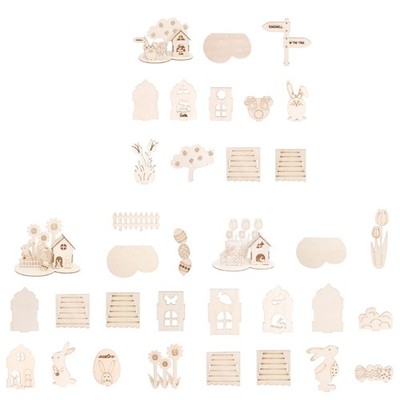 Easter Wooden Ornament Party Decoration Handmade DIY 3D Puzzle Plate Decor