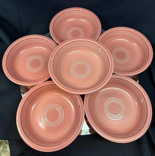 Set Of 6 Fiestaware HLC Classic Rim 6 7/8 IN Cereal/Soup Bowls In Rose Pink
