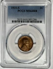1931 S LINCOLN CENT PCGS MS 64 RB