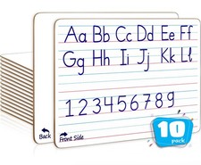 Scribbledo 10 Pack Double Sided Whiteboard Lined Dry Erase Boards for Kids Ru...