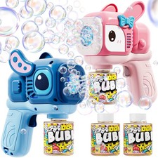 2 Pack Bunny Bubble Machine Gun for Toddlers,Fast Bubble Blast 10,000 BPM, L...